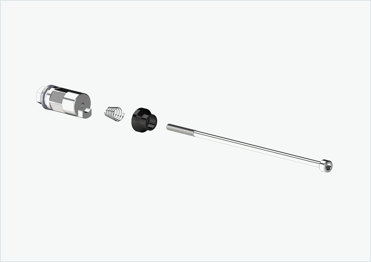 Hurtigkoblingsaksel med polygonadapter | Klemmelengde 154 mm - 165 mm