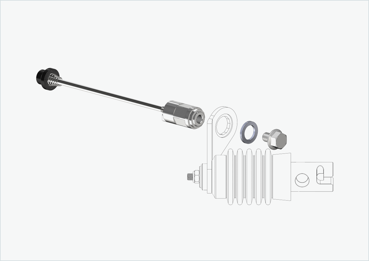 Hurtigkoblingsaksel med polygonadapter | Klemmelengde 143 mm - 153 mm