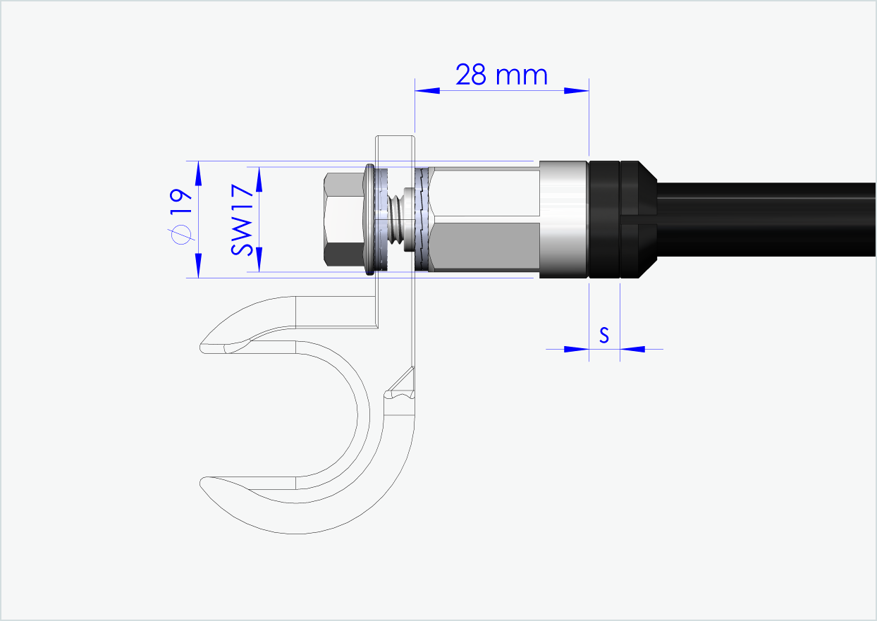 Syntace gjennomgående aksel (X-12) med universaladapter / M12 x 1,00