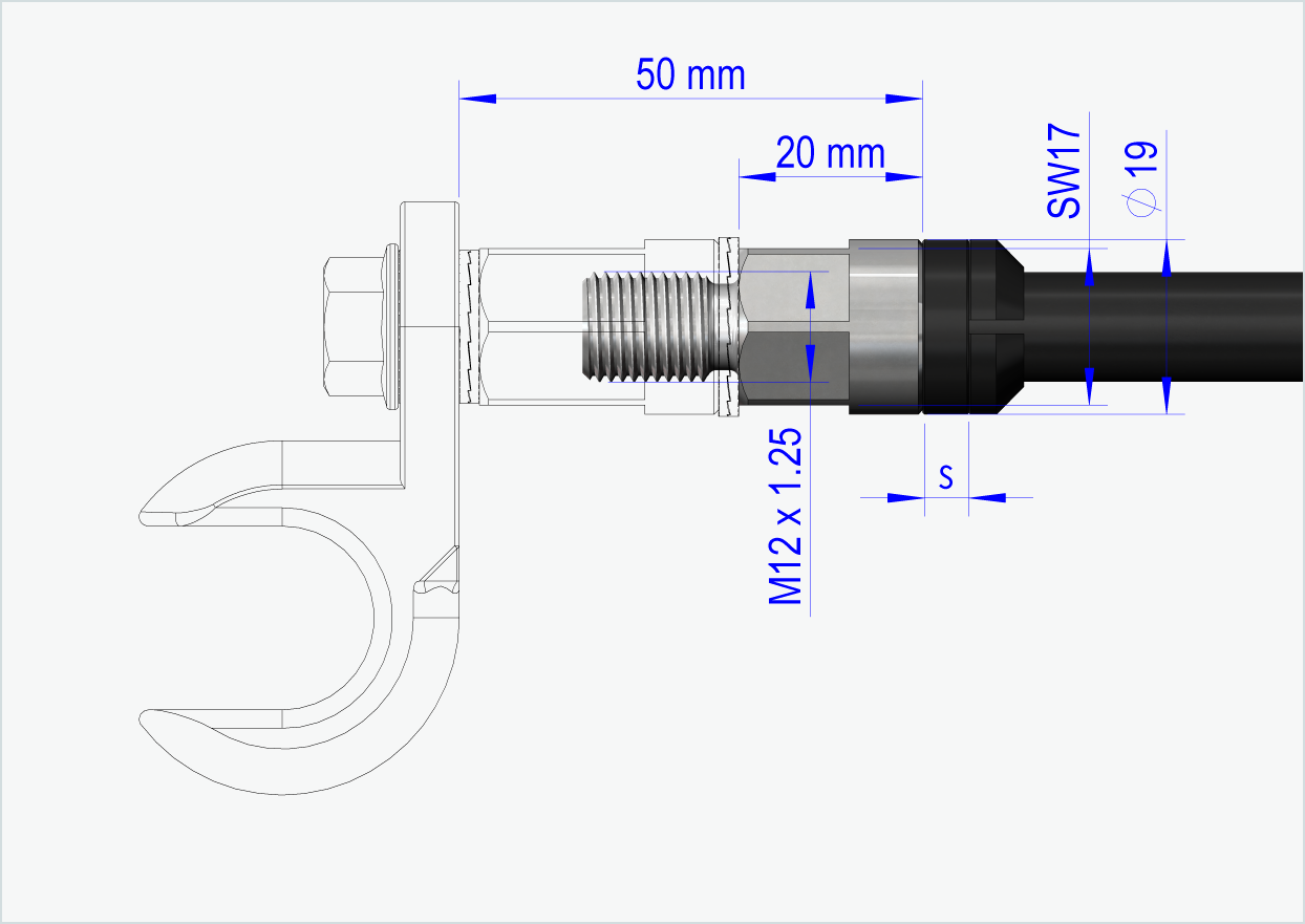 Syntace gjennomgående aksel (X-12) med hurtigbyttesystem / M12 x 1,50