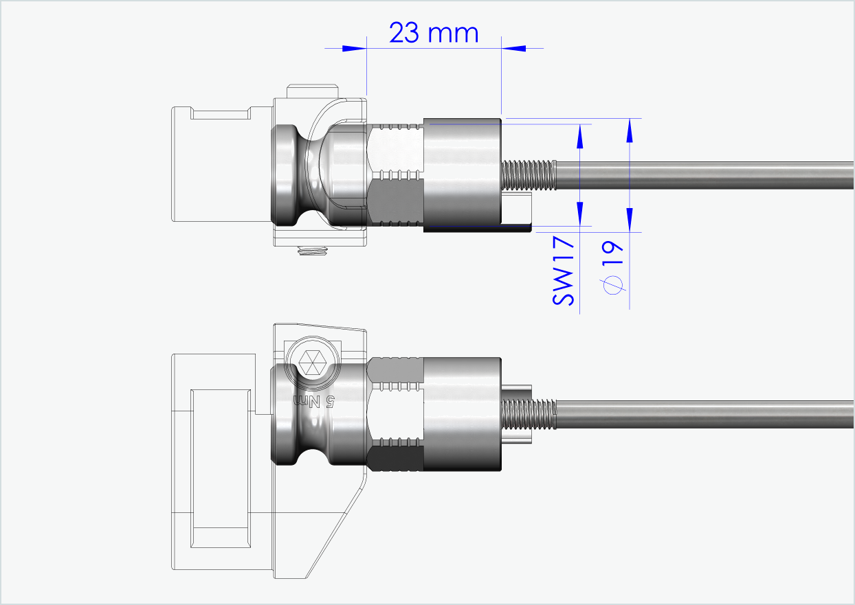 Hurtigkoblingsaksel med adapter for Leggero med BECCO-system | Klemmelengde 143 mm - 153 mm