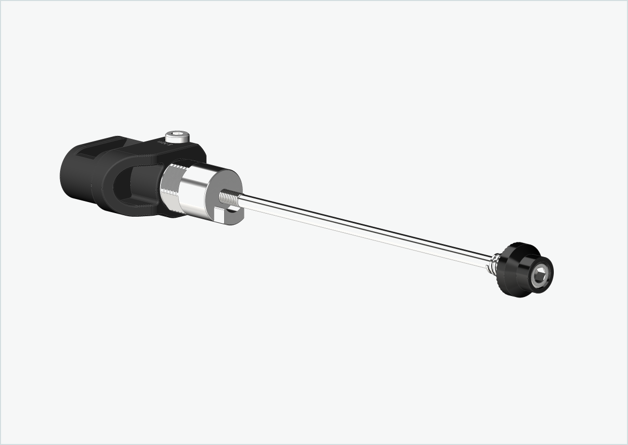 Hurtigkoblingsaksel med adapter for Leggero med BECCO-system | Klemmelengde 143 mm - 153 mm