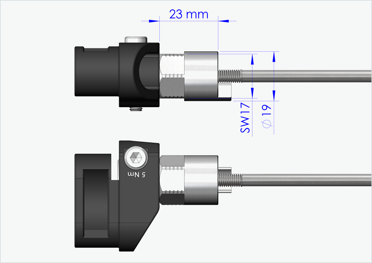 Hurtigkoblingsaksel med adapter for Leggero med BECCO-system | Klemmelengde 143 mm - 153 mm