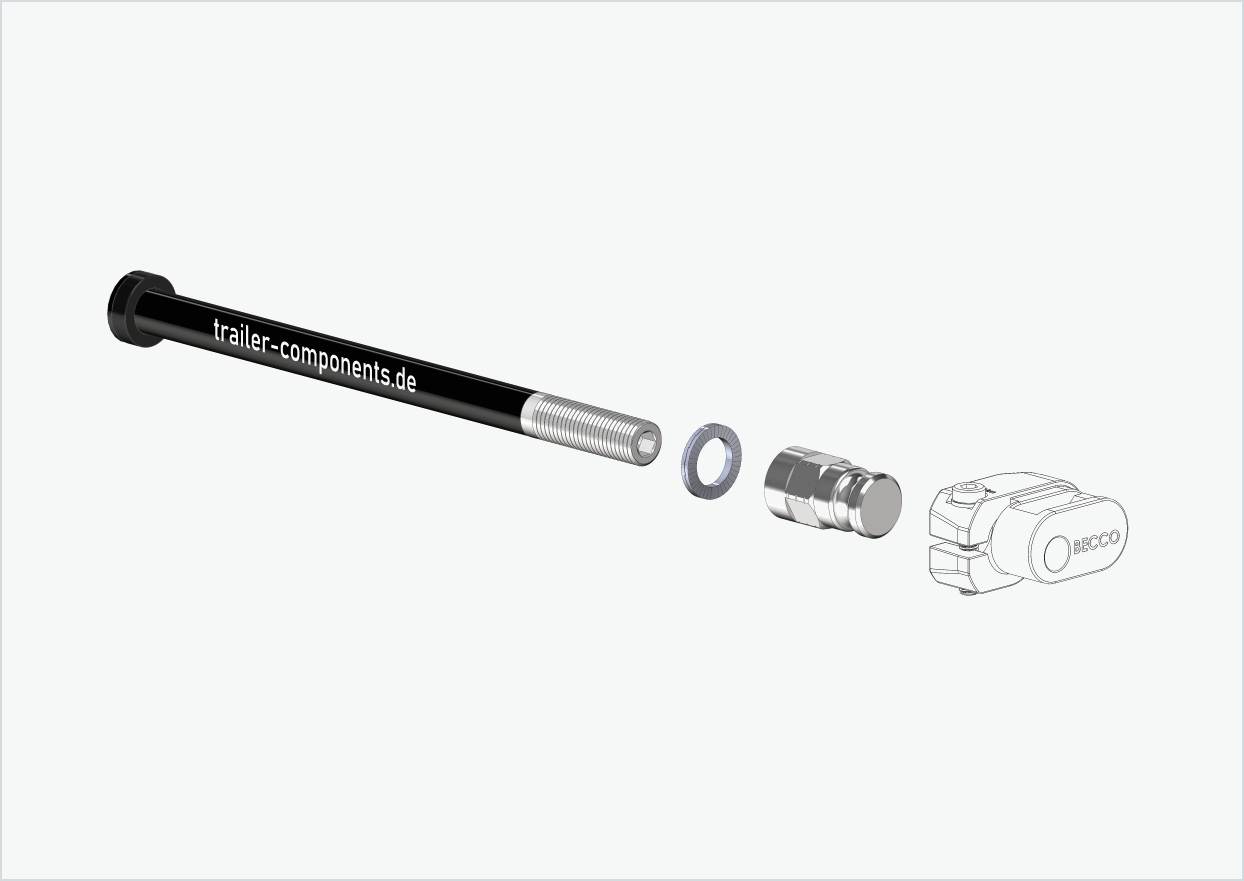 Leggero gjennomgående aksel med adapter for TOUT TERRAIN | for venstregjengede M12 x 1,50 - kompatibel med Leggero med BECCO-system