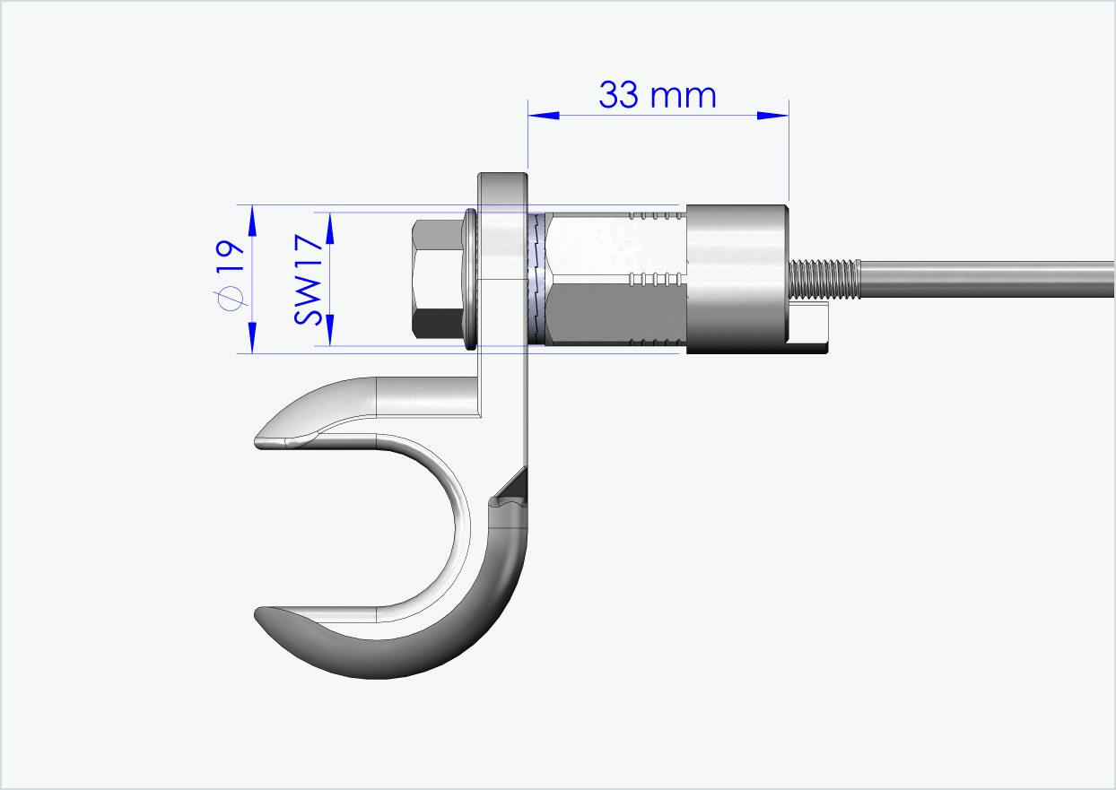 Hurtigkoblingsaksel med universaladapter | Klemmelengde 143 mm - 153 mm