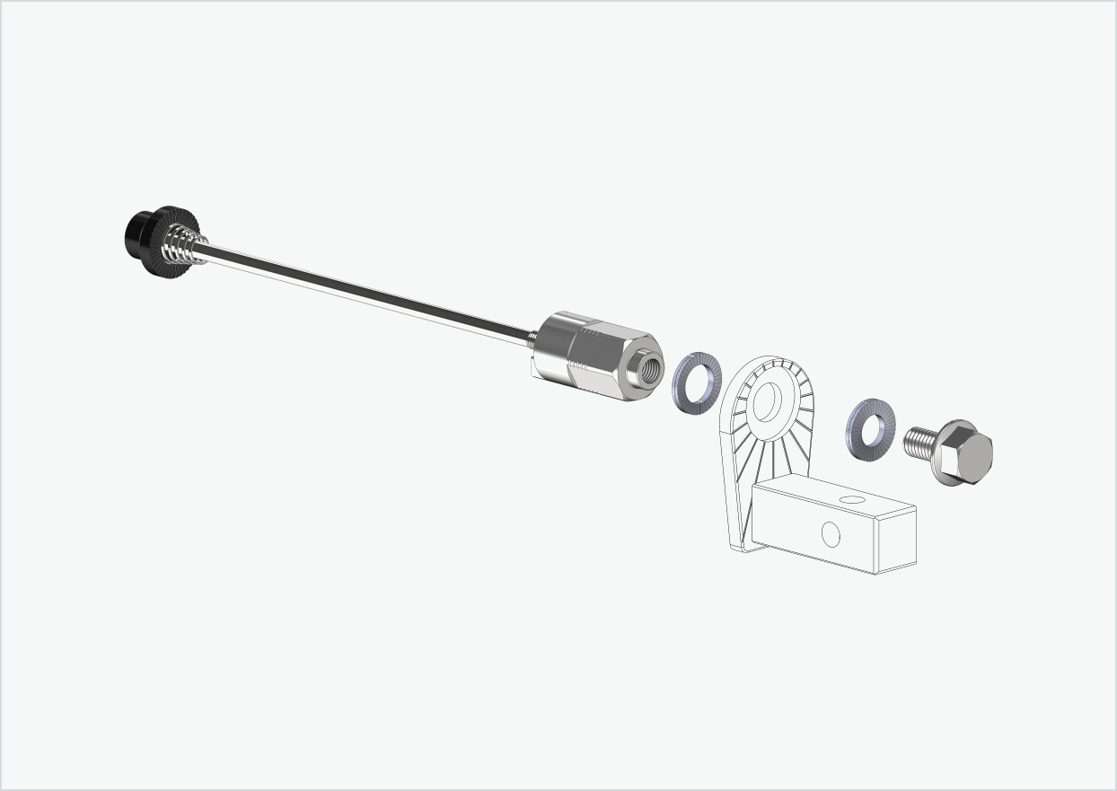 Hurtigkoblingsaksel med universaladapter | Klemmelengde 143 mm - 153 mm