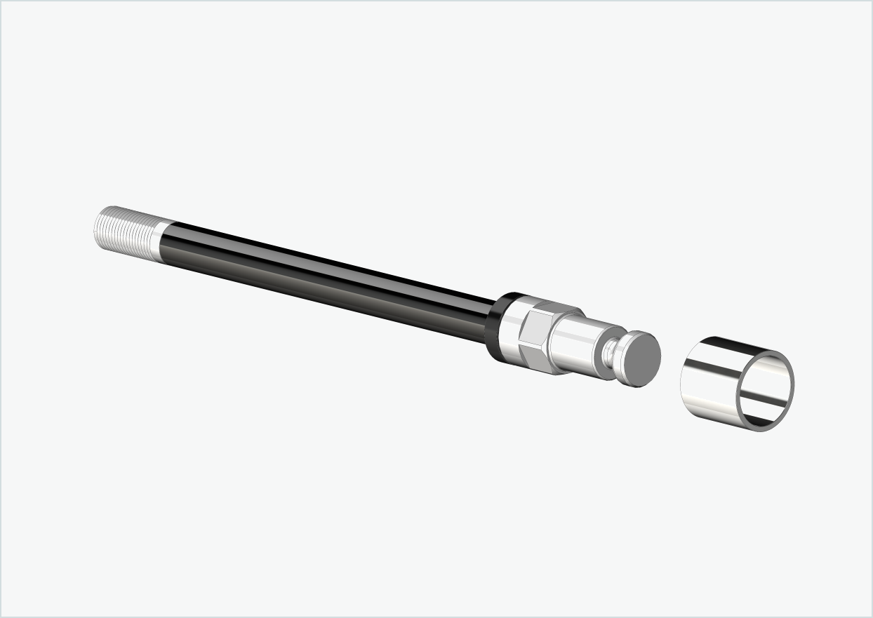 Gjennomgående aksel med adapter / M12 x 1,50 | for Croozer-tilhengere fra 2018 og utover