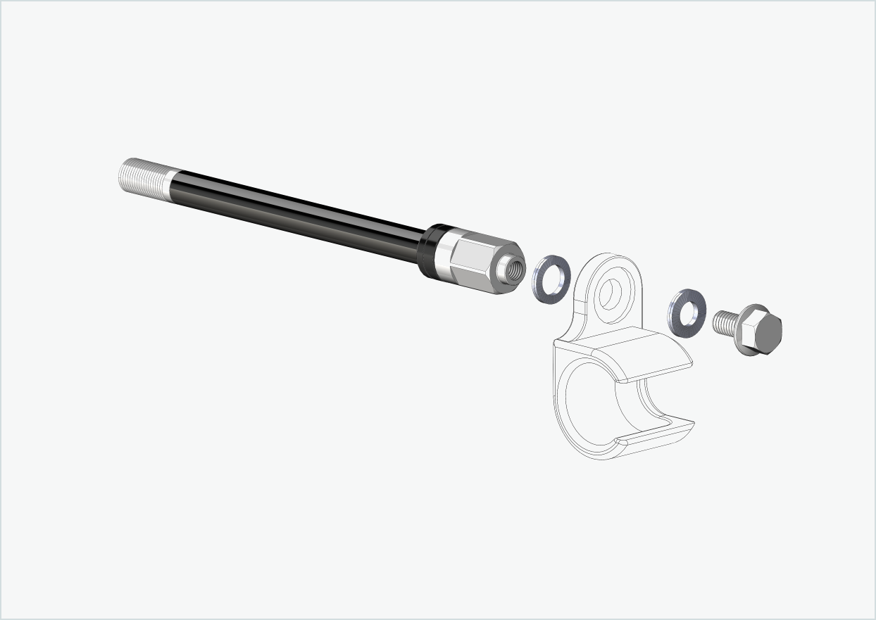 Syntace gjennomgående aksel (X-12) med universaladapter / M12 x 1,00