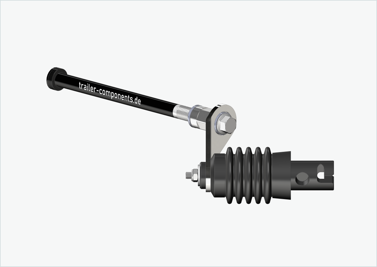 Gjennomgående aksel med Weber-adapter for TOUT TERRAIN | for venstregjengede M12 x 1,50 - egnet for Weber-koblinger type: E - EL - ES