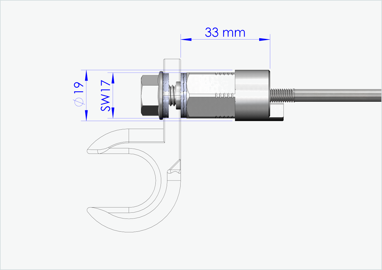 Hurtigkoblingsaksel med universaladapter | Klemmelengde 154 mm - 165 mm