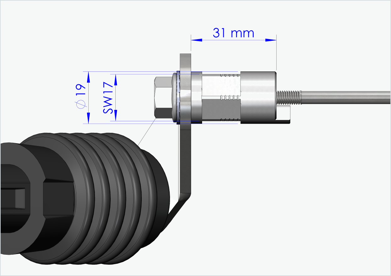 Hurtigkoblingsaksel med polygonadapter | Klemmelengde 154 mm - 165 mm